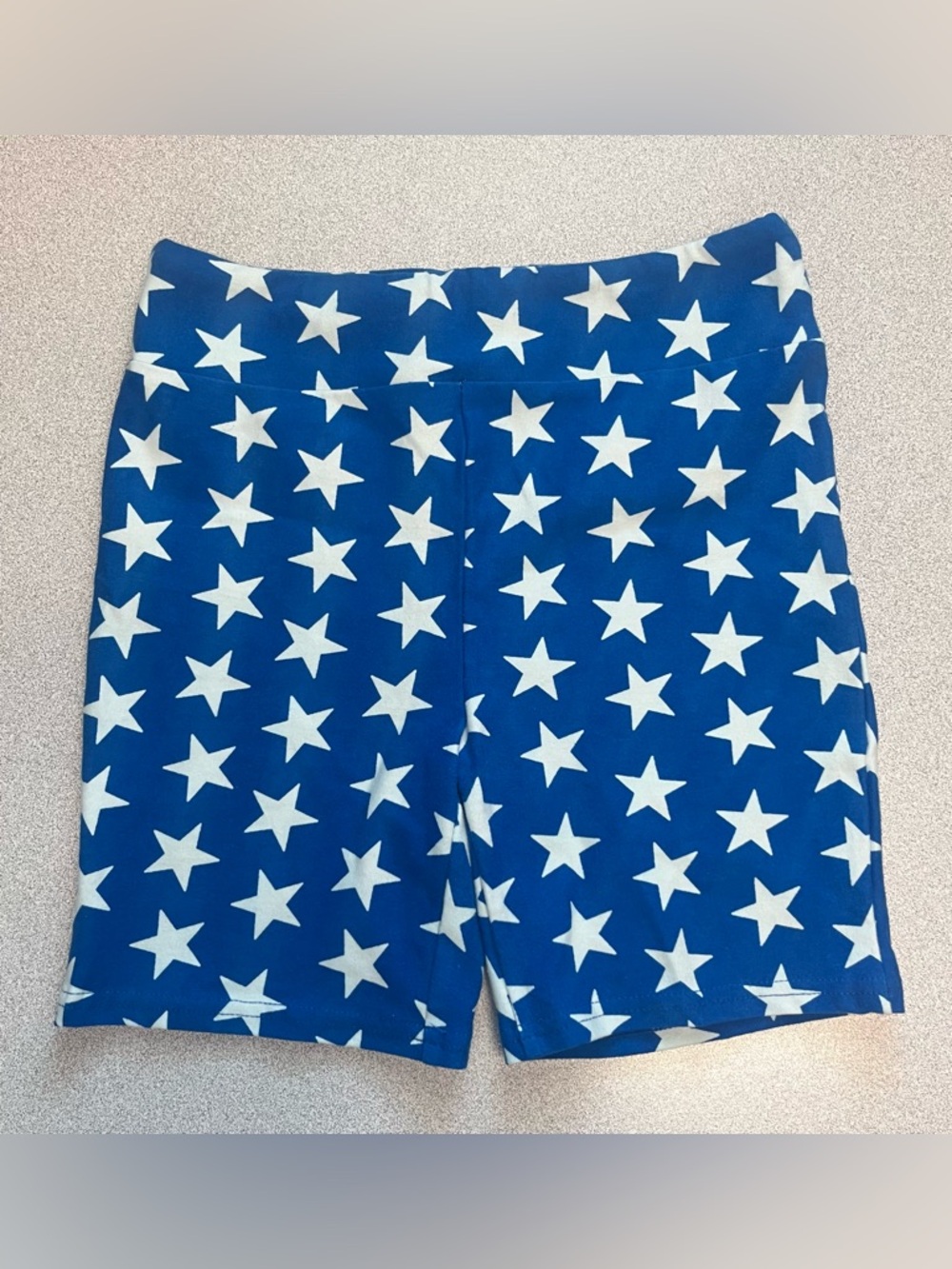 LuLaRoe Biker Shorts Blue White Stars Girls Size 10 Patriotic Summer